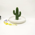 Nordic ceramic cactus jewelry organizer dish with a white tray and green glazed finish - Green White Cactus Stand