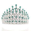 Dettaglio della corona da sposa argento con gemme verdi a goccia e strass bianchi brillanti - Base Argento Pietra Verde
