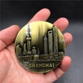 3D embossed metal souvenir of Shanghai skyline with Orient Pearl Tower in bronze finish - Shanghai Circular Bund