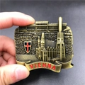3D metallic Vienna souvenir fridge magnet with bronze relief of historic buildings - Vienna Austria