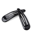 Set of two black metal snap hair clips for women and kids on a white background - Black