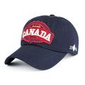 Berretto da baseball in cotone blu navy con ricamo Canada e finitura vintage invecchiata - Regolabile / Blu navy