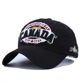 Berretto da baseball nero in cotone con ricamo Canada e visiera con orlo consumato vintage - Regolabile / Nero