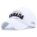 Cappellino da baseball bianco in cotone con ricamo Canada Toronto e foglia di acero - Regolabile / Bianco