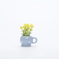 Miniature blue ceramic vase magnet with white polka dots and yellow decorative flowers - Blue Polka Dot Cup Yellow Flower Style (M)