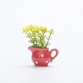 Calamita frigo mini caraffa in ceramica rossa a pois bianchi con fiori gialli - Stile Fiore Giallo Bottiglia a Pois Rossi (D) / Altezza 7 * Larghezza 5,5 cm
