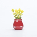 Miniature red polka dot ceramic pot with yellow faux flowers and green leaves magnet - Red Polka Dot Straight Bottle Yellow Flower Style (F)