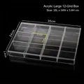 Clear 12-slot acrylic storage box for jewelry and parts, measuring 35x24x3.8 cm - Extra Large Acrylic 12-Grid Box