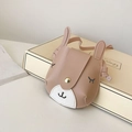 Pink cartoon bunny PU leather mini shoulder bag with cute long ears for little girls - Pink