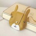 Cartoon rabbit shoulder bag for kids in bright yellow PU leather with bunny ears - Yellow