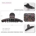 Grande molletta per capelli nera con strass colorati lunga 12,5 cm per acconciature stile francese - Nero