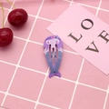 Purple mermaid-shaped hair clip with fish scale texture on pink grid background - 15# Purple Mermaid
