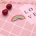 Colorful rainbow patterned metal BB hair clip for girls on a pink decorative background - 10# Rainbow