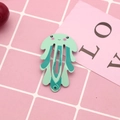 Cute green jellyfish pattern metal BB hair clip with cartoon face and heart accents - 19# Blue Jellyfish