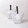 Polka dot white gift boxes with black ribbons and thank you tags, 2 pieces pack - Black White Polka Dot