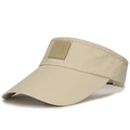 Beige breathable mesh sun visor hat with extended brim and ZHENYUEQI embroidery - Beige