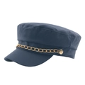 Berretto da marinaio in cotone blu scuro con catena dorata vintage e bottoni metallici - Blu navy / 58cm