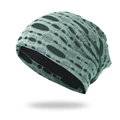 Distressed Morandi green knitted slouchy beanie with stylish torn details for men and women - One Size / Green
