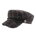 Plaid tweed schipperspet in zwart, wit en oranje met decoratief touw en ankertoets - 58cm / Oranje