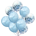 Dettaglio di palloncini in lattice blu e palloncini trasparenti con paillettes blu - Stile Blu Chiaro (Blu Chiaro e Paillettes Blu Chiaro)