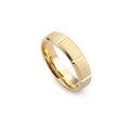 Gouden roestvrijstalen koppelring met geborstelde matte afwerking en getextureerd oppervlak - US 7 / Heren Maat 7 (KR47299-K) / Goud