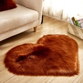 Brown heart-shaped plush faux fur rug on wooden floor for cozy bedroom decor - Heart 50*70cm / Coffee