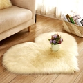 Plush heart-shaped shag rug in beige color for cozy bedroom or living room decor - Light Yellow