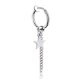 Silberner Stern-Ohrring mit Quastenkette und Clip-Verschluss für Herren ohne Ohrloch - Ohrclips / Silber