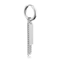 Silberner Edelstahl-Ohrring mit minimalistischer Kette Quaste und rechteckigem Anhänger - Creolen-Verschluss-Stil / Stahlfarbe
