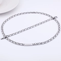 Polished silver titanium steel chain necklace and bracelet set with rectangle metal tag - Steel Color Jewelry Set