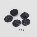 Macro view of 12mm black round resin stones with sparkly crystal texture and flat back - Black Ore Texture (12#)
