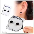 Minimalist 6mm black cubic zirconia magnetic stud earrings for men and women - Black