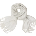 Winter soft white solid color tassel scarf for men and women with brushed texture finish - White