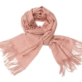 Pink faux cashmere winter scarf for men and women featuring soft brushed texture and tassels - Baby Pink
