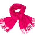 Vibrant rose red solid cashmere feel scarf with fringes for men and women - Rose Red