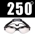 Professional black myopia swim goggles with silver electroplated lenses and 250 degrees - 250 Degree Myopia / Electroplated Black