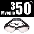350 degree myopia swim goggles with silver electroplated lenses and black earplugs - 350 Degree Myopia / Electroplated Black