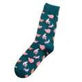 Dunkelblaue Crew-Socken mit pinken und gelben Bananenmustern und gerippten Bündchen - Einheitsgröße / Banane