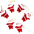 Set van zes mini Kerstman hangers met gouden glitters voor kerstboom decoratie - Rood