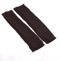 Detailed knit texture of dark brown leg warmers with elastic ribbed vertical patterns - Coffee