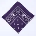Purple paisley pattern cotton bandana with classic white teardrop motifs flat lay - Dark Purple