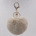 Plush heart-shaped keychain in beige faux fur with golden lobster clasp and ring - Nude / Silver Circular Single-ring Buckle