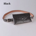 Riñonera negra de estilo punk en piel sintética con tachuelas de metal plateado - 100cm / Negro