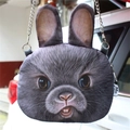 Harajuku style realistic grey rabbit head plush chain crossbody bag for women - Cute Rabbit