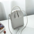 Mini sac à bandoulière gris clair pour téléphone avec double fermeture éclair et poignée supérieure - Gris