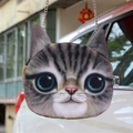 Harajuku style cat face crossbody bag with realistic pattern and silver chain strap - Brown Cat