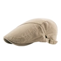 Khaki cotton beret cap for men and women with adjustable metal buckle and twill texture - Adjustable / Beige