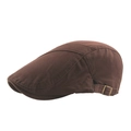 Classic dark brown washed cotton flat cap with vintage metal buckle adjustment - Adjustable / Coffee