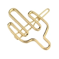 Minimalist gold metal hair clip with a creative palm gesture design on white background - Gold Cactus