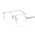 Retro round glasses with transparent frames and slim silver metal temples - Silver Frame Transparent Edge C6